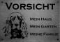 Preview: Edelstahl Warnschild Cocker Spaniel VORSICHT Mein Haus mein Garten meine Familie